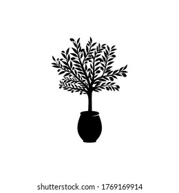 logo, olive tree in pot, simple