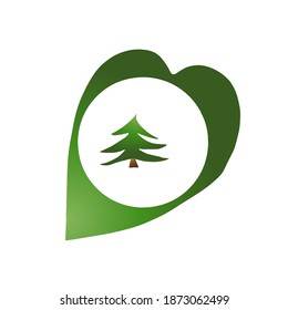 Logo on Natural Green Leaf Image Illustration,Perfect For Simple Brochure etc