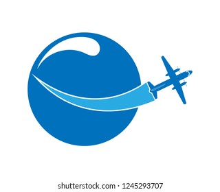 Logo on the theme of aviation, tourism and travel. Air transportation.