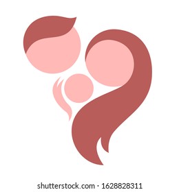 Logo on the theme of the family. Mom, dad and baby. Simple vector isolated illustration.