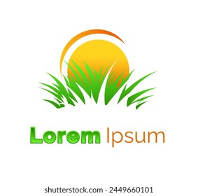 Logo zum Thema Grasschnitt mit Gras und Sonne.