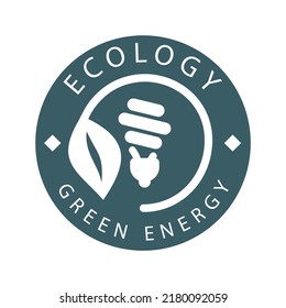 Logo on the theme of green energy, ecology and zero pollution. Isolated on white background. Vector illustration.