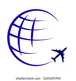 Logo on the theme of travel and global aviation flights