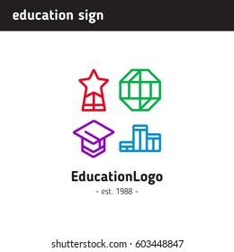 Logo on the topic of education, can be used together or separately as icons