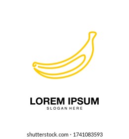 Logo one line banana yellow icon symbol flat design