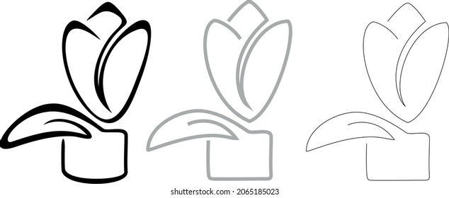 
logo, one line flower potted tulip icon