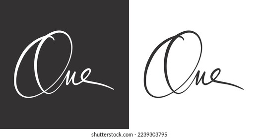 Logo One name lettering calligraphy modern typography and print