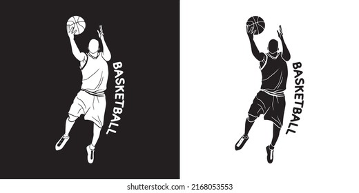 ฺBasketball logo It's a one-handed layup. Use black and white to choose from 2 types.Beautiful lay-up art drawing