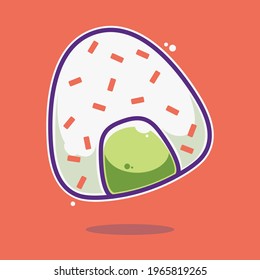 Logo Onigiri sushi cartoon illustration Premium Vector