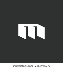 Logo of open door like letter M with black backgroun d color