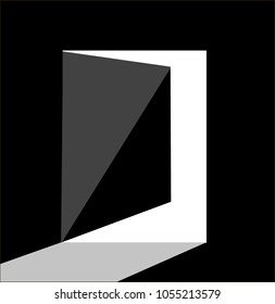 logo open door out flat material design on black background