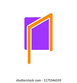 Logo of the open door. Vector illustration on white background