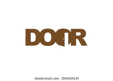 logo of the open door vector letter O with door open word or Door Typography icon vector illustration