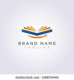 The logo opens a book with a smile for your Business or Brand.