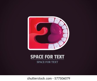 Logo Oral Cavity Mouth. Healthy Clean Teeth. Screaming mouth.Vector illustration.ENT.Dentist.Smile Happy logo.Scream.Blank for the poster.Printing on T-shirt. Rock
