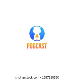 Logo orange and blue gradient podcast