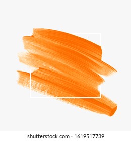 Logo orange brush painted watercolor background vector. Perfect design element for card and sale banner. 