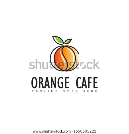 logo orange cafe, with line art and letter o c vector