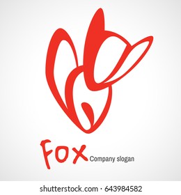 Logo with orange fox. vector fox icon.