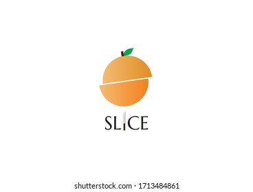 logo orange fruit slice with knife gradient color minimalist