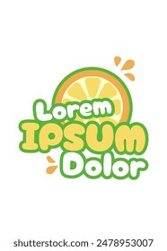 logo naranja ilustración de hielo limón fruta fresca icono comida deliciosa etiqueta