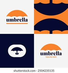 Logo Orange Umbrella Company Rainy Cloudy