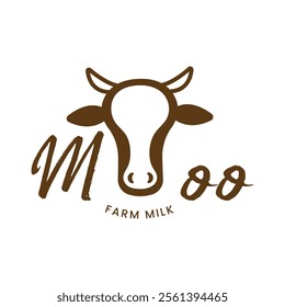 Logo for organic farm milk in brown color with cow silhouette