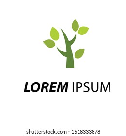 logo organic with green leaves.-Vector illustration