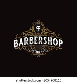 logo with ornament for Barbershop.