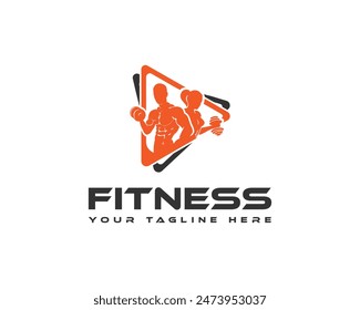 Logo or Other Branding Modern Illustration. Men and Women Fitness, Gym, workout and personal trainer logo Design Template.