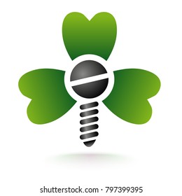 Logo or other symbol template of two colors design. Symmetrical composition with shaded blot under