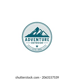 logo for outdoor adventure inspiration with mountain illustration