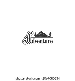 logo for outdoor adventure inspiration with mountain illustration