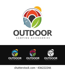 Logo of outdoor elements in circular shape. This logo is suitable for many purpose as : camping, trekking, outdoor activities and more.
