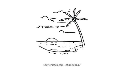 logo outline beach illustration vector
