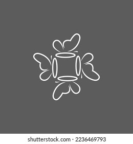 the logo is outline of butterfly pictogram. Unique and elegant.