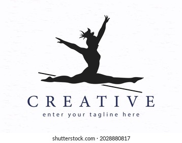 logo Outline of a female jumping dancer with legs parallel