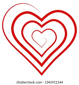 Logo outline shape spiral heart, vector symbol of infinite love heart shaped spiral