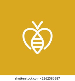 The logo is an outline of a symbol of love and bee.