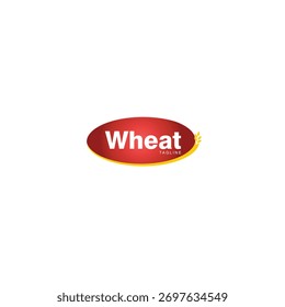 The logo is oval with a red gradient. At the bottom of the oval is an illustration of wheat. In the center of the oval is the word "WHEAT" in a bold, clean font, emphasizing the wheat-based product's 