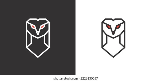 Icono del ave búho con el logotipo del minimalismo de líneas