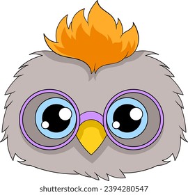 logo de un niño búho con la cara linda usando gafas, dibujo de ilustración creativa