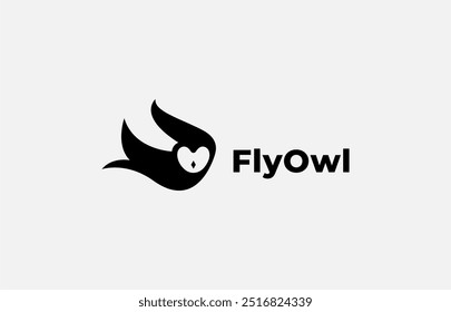 Logo Owl Fly minimal concept. Simple, Minimalist and Modern. Editable file