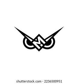 El logo es la cabeza de búho. O M Carta. único y elegante.