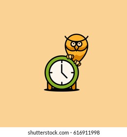 The logo of the owl on the clock