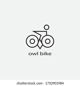 the logo of the owl and a simple bicycle line. vector design