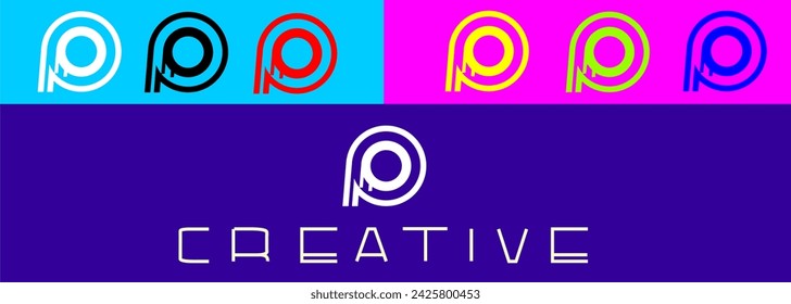 Logo p circle identity monogram colorful abstract creative design elegant icon vector template