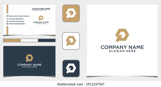 logo P dan template kartu nama elegan
