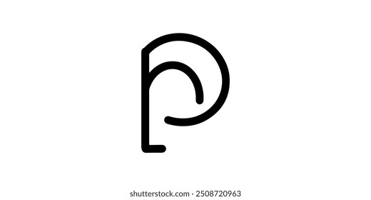 Logo P Alfabeto de Vector plano Negro