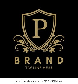 LOGO P EN ESCUDO DE COLOR ORO